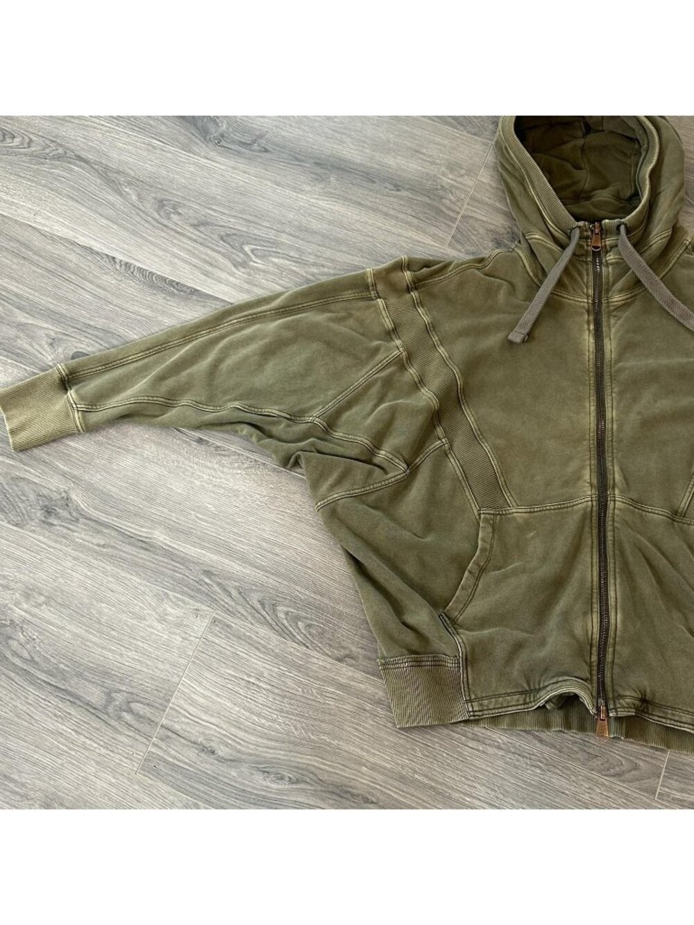 Free People Movement Hoodie Womens M Olive Green Oversized Zip Jacket Relaxed